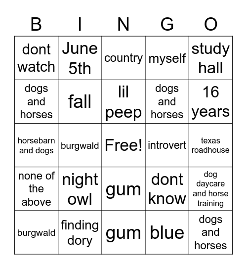 Untitled Bingo Card