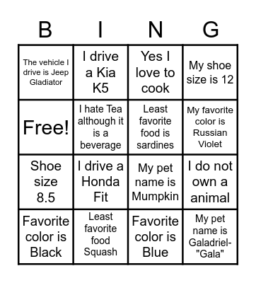 WHOLESALE BINGO Card