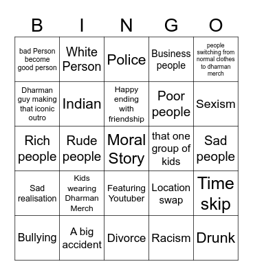 Dharman Bingo Card