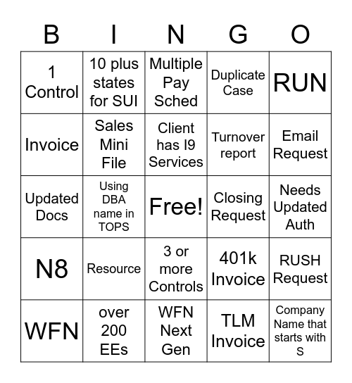 Untitled Bingo Card