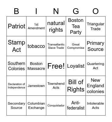 S1 Review Bingo Card