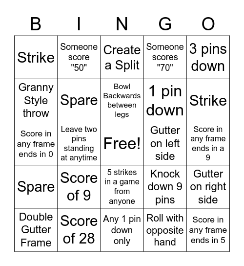 Royal Sheet Metal Bowling Bingo Card