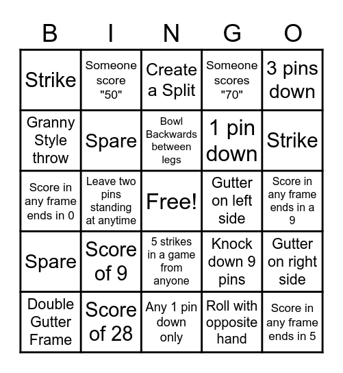 Royal Sheet Metal Bowling Bingo Card