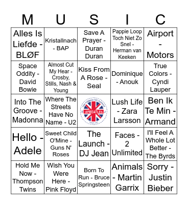 Muziekbingo #1 Bingo Card