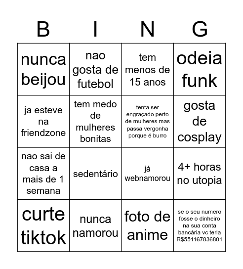 utopier bingo Card