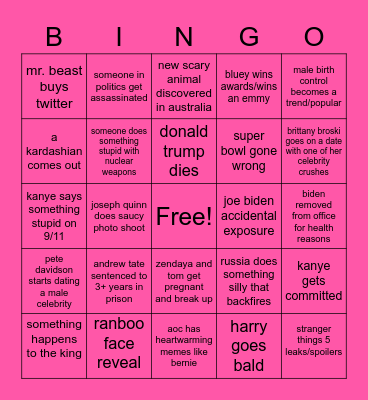 2023 bingo Card