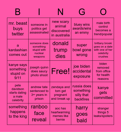 2023 bingo Card