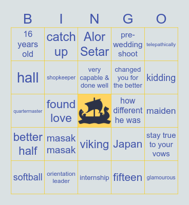 Jit & Christine's Wedding Speech Bingo Card