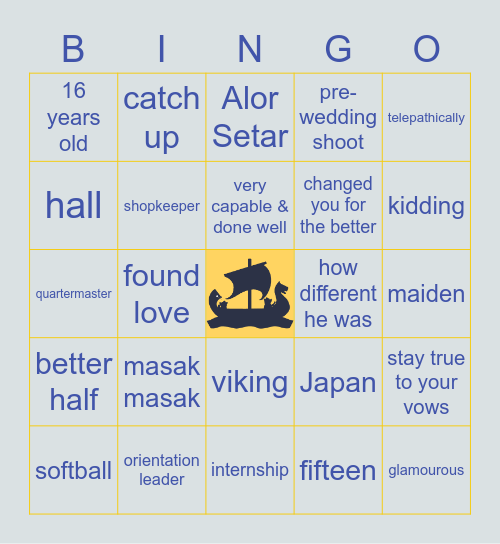 Jit & Christine's Wedding Speech Bingo Card