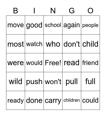 2nd Grade BINGO #3 Bingo Card