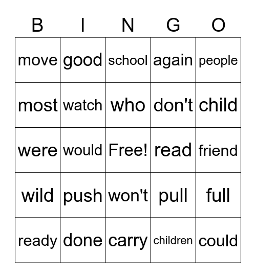 2nd Grade BINGO #3 Bingo Card