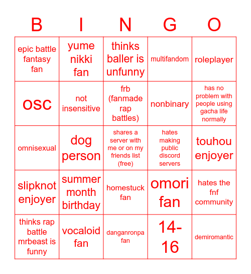 how much do you have in common with maliu Bingo Card