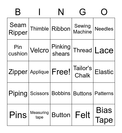 Sewing Badge Bingo Card