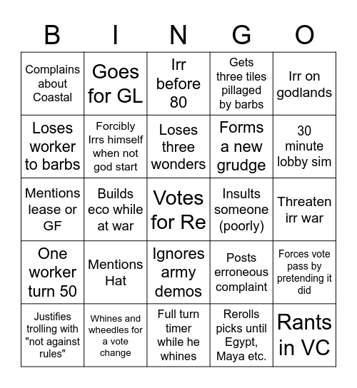 Plankie Bingo Card