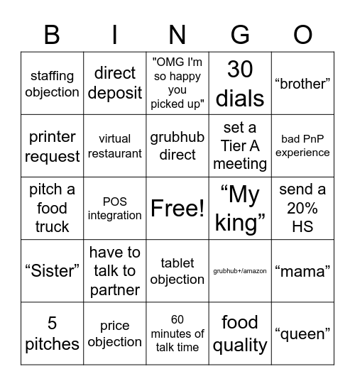 call block bingo Card