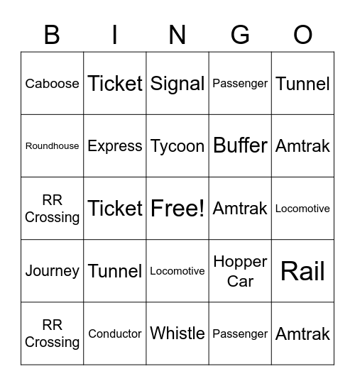 Train Bingo Card