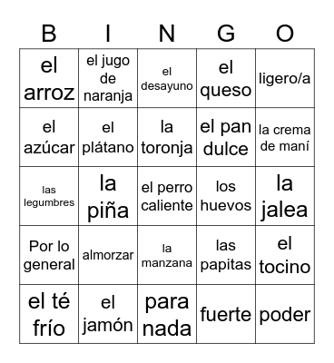 Capítulo 8: Primer paso Bingo Card