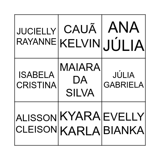 CHAMADA Bingo Card