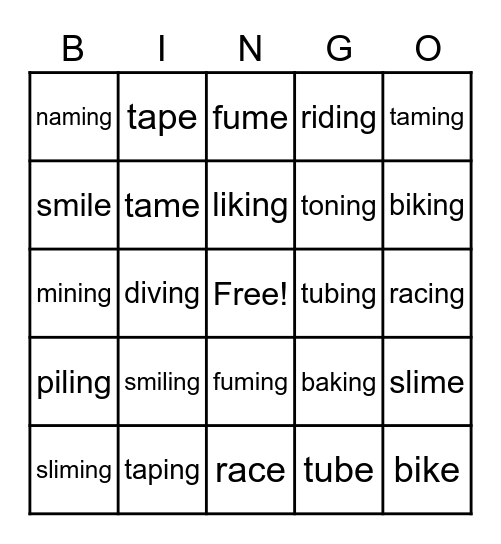 CVCe Words Bingo Card