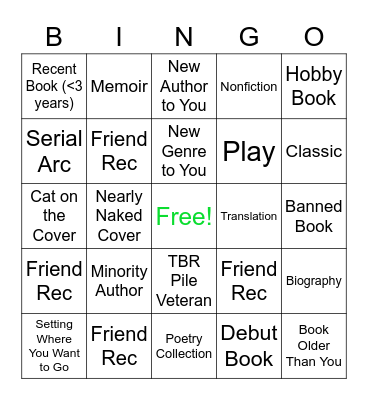 Book Bingo Card