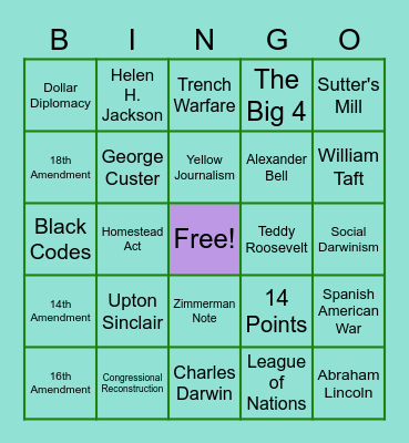 Semester 1 Bingo Review Bingo Card