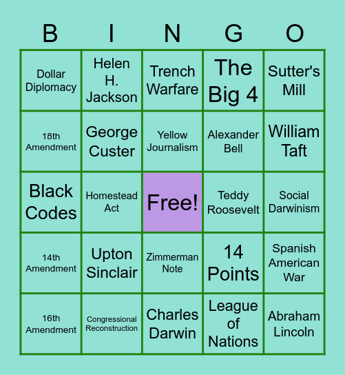 Semester 1 Bingo Review Bingo Card