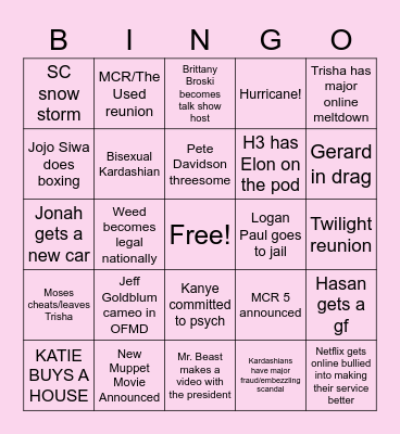 2023 Bingo (Annie) Bingo Card