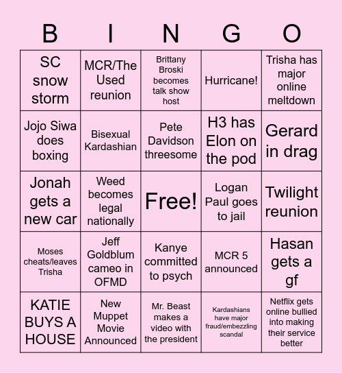 2023 Bingo (Annie) Bingo Card