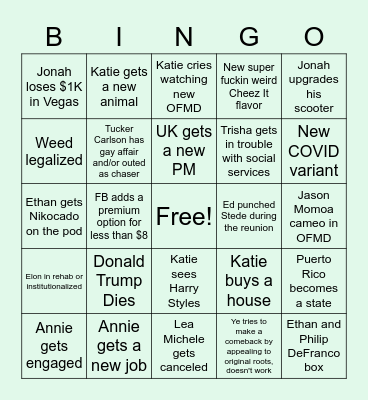 2023 Bingo (Katie) Bingo Card