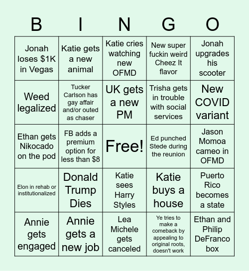 2023 Bingo (Katie) Bingo Card