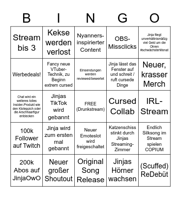 Das Jinja-2023-Bingo Card