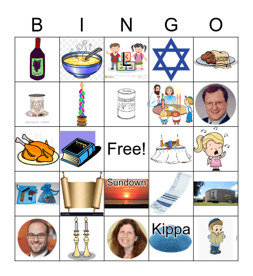 Shabbat Bingo Game Bingo Card