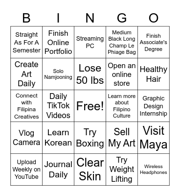 My Personal 2023 Bingo Card