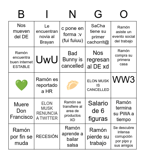 2023 RAMON 😛 Bingo Card