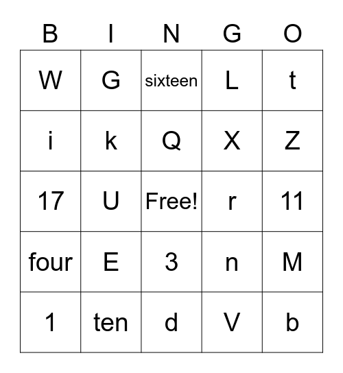 ALPHABET BINGO Card