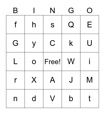 ALPHABET BINGO Card
