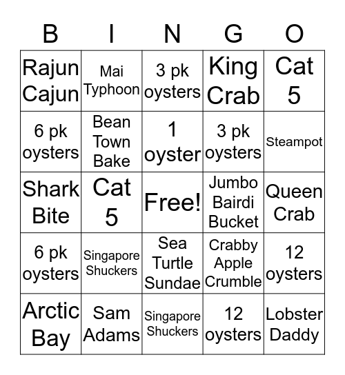 Sunday Funday Bingo Card