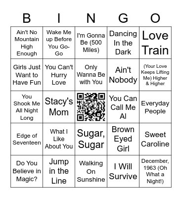 FEEL GOOD SONGS Bingo Card