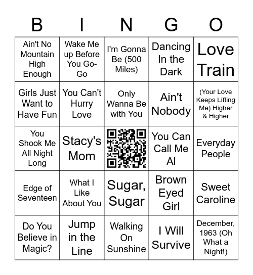 FEEL GOOD SONGS Bingo Card