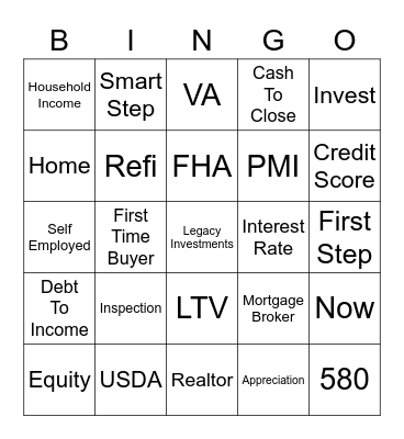 Lender Lingo Bingo Card