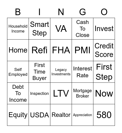 Lender Lingo Bingo Card
