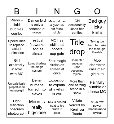 Anime Bingo Season 4 Bingo Card