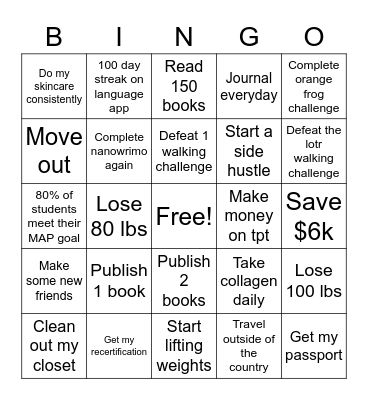 My 2023 Bingo Card