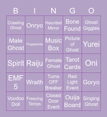 DAWN PHAS Bingo Card