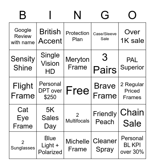 Winter Sale Bingo Card