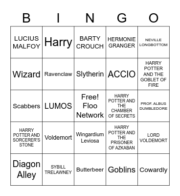You're A Wizard Harry Bingo Card