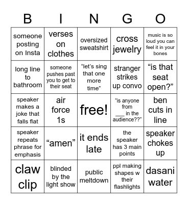 Passion 2023 Bingo Card