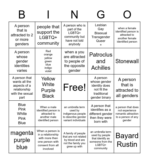 Intro Bingo Card