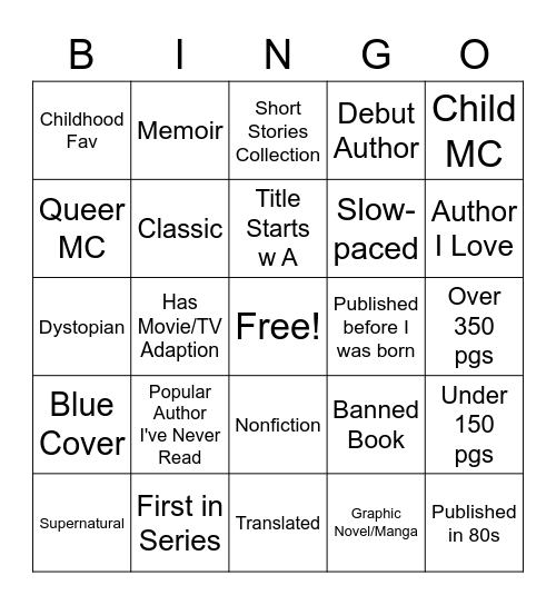 2023 Book Bingo Card