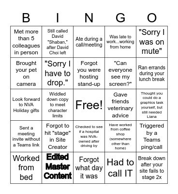 Web Team Bingo Card